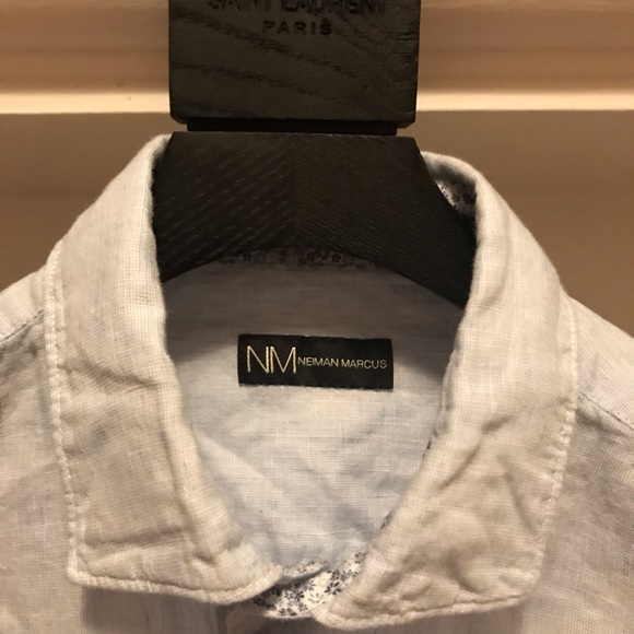 Neiman Marcus Linen Long-Sleeve Button-down - Picture 2 of 4